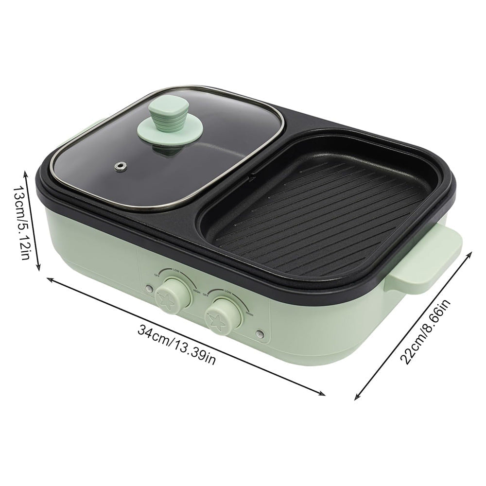 Dual-Zone Electric Grill & Hot Pot Combo – 1300W, 2-in-1 Indoor BBQ for 4–5 People