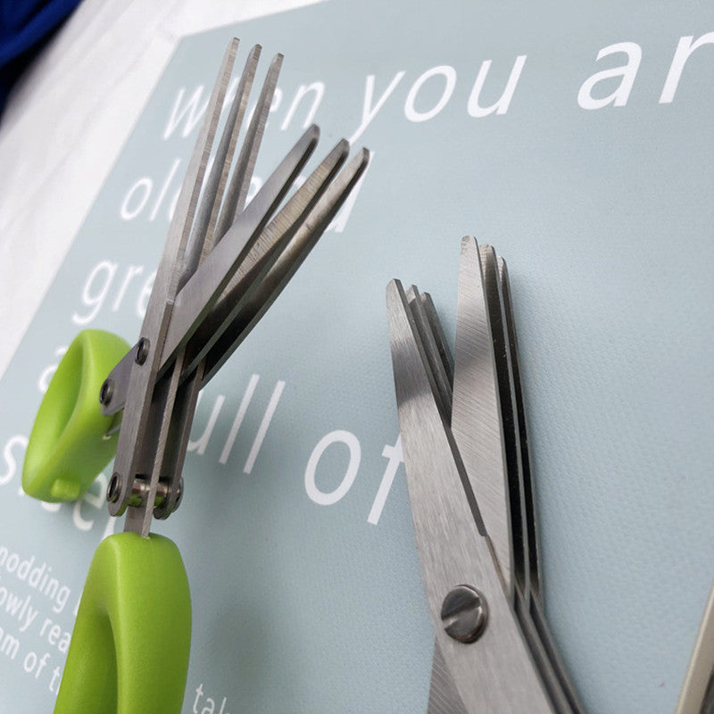 Multi-Layer Herb & Green Onion Scissors – Stainless Steel, 3 or 5 Blade Layers