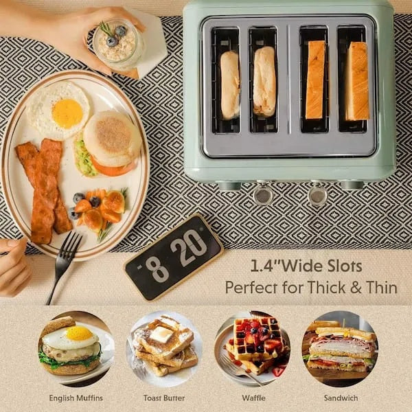 Retro 4-Slice Stainless Steel Toaster