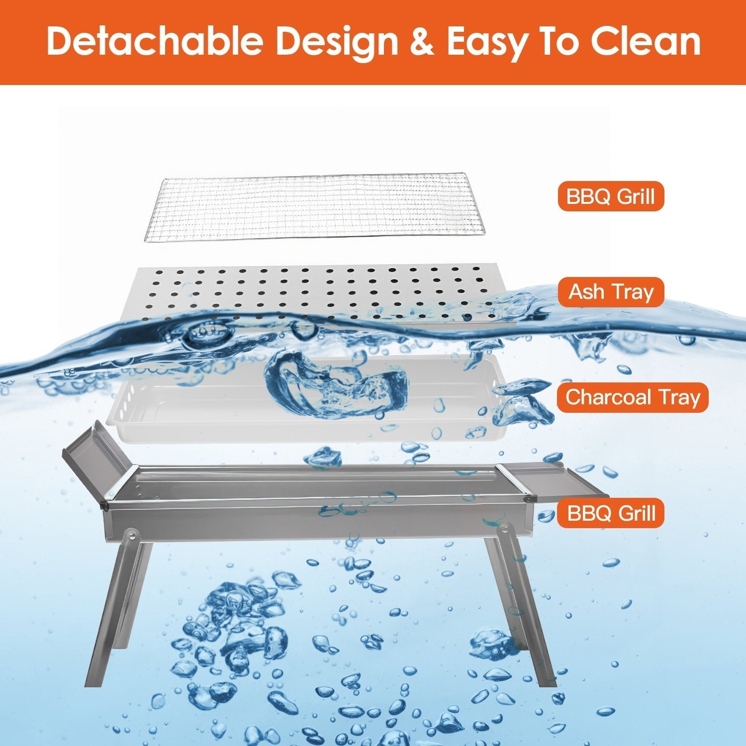 Foldable Charcoal BBQ Grill Stainless Steel Grill