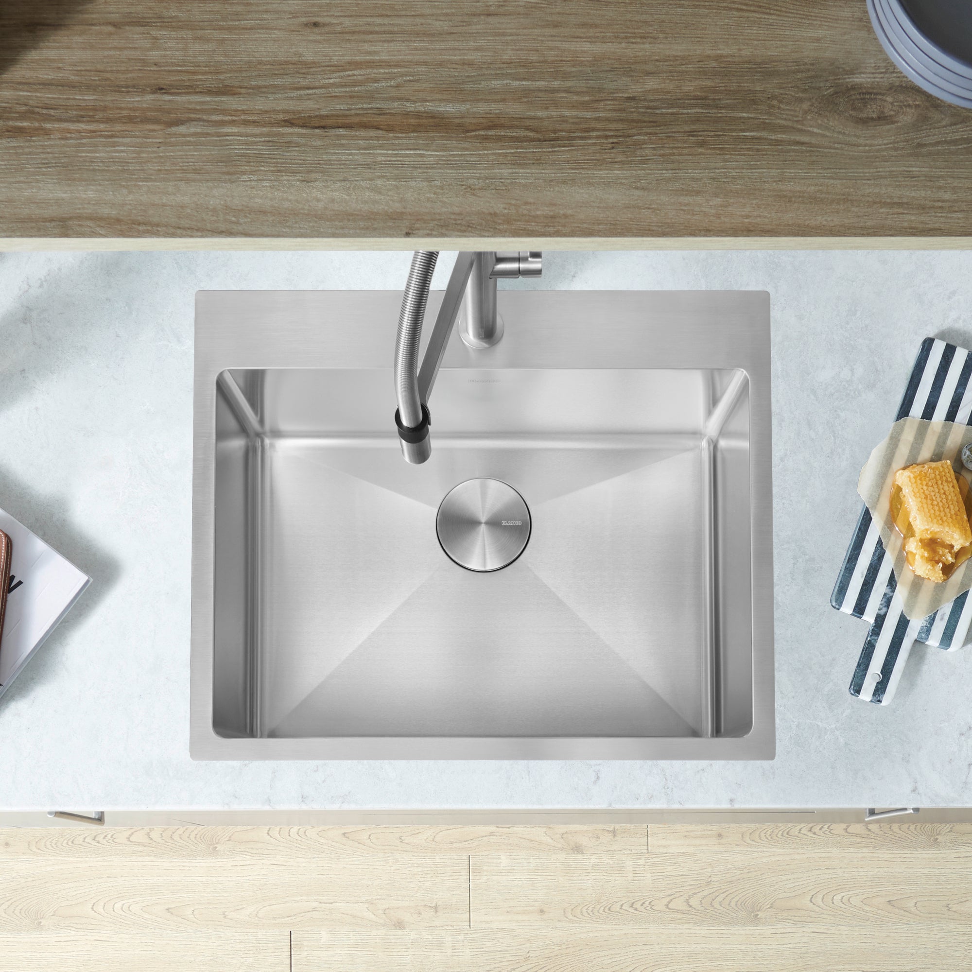 Blanco Quatrus R15 25" Single Bowl Dual Mount Stainless Steel Kitchen Sink