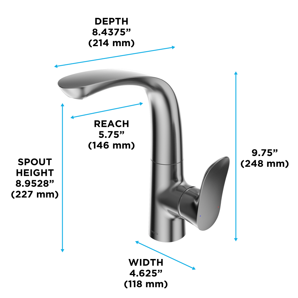 TOTO GO 1.2 GPM Single Side Handle Bathroom Sink Faucet with Comfort Glide Technology and Drain Assembly