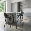 Small Glass Breakfast Bar Table with Black Metal Legs – Compact Kitchen Dining Table