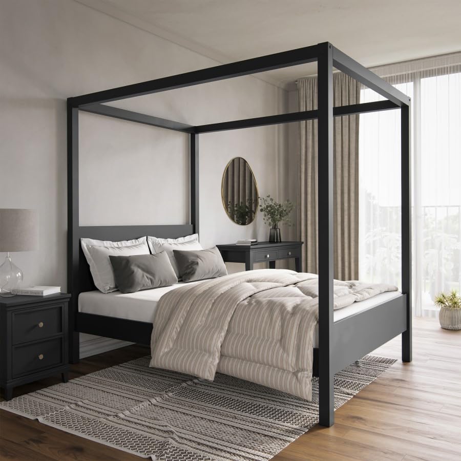Victoria Four Poster Bed Frame – Solid Pine – Painted Finish – Classic Canopy Style – Slatted Wooden Base – Elegant Bedroom Furniture