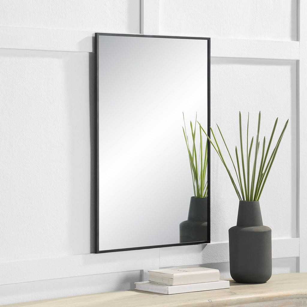 Renwil Gasel 30" Tall Rectangle Wall Mirror - Black