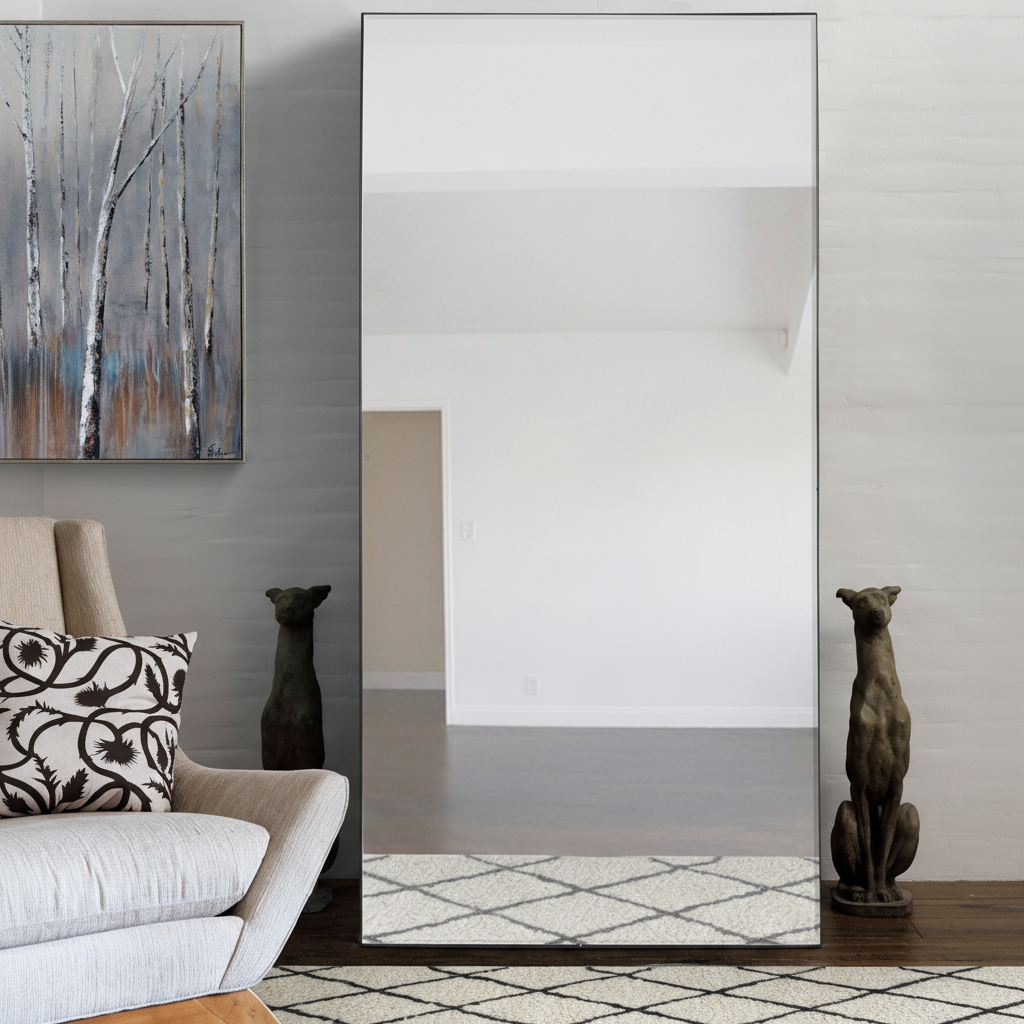 Renwil Trilo 60" Tall Rectangle Full Length Mirror - Black