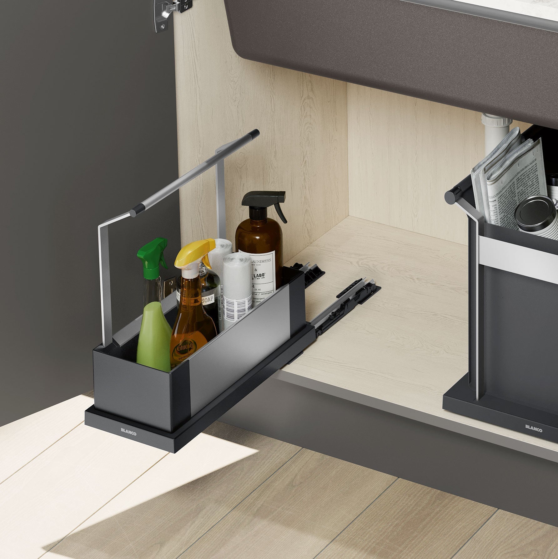 Blanco Under Kitchen Sink Cabinet Storage Caddy  -  Single