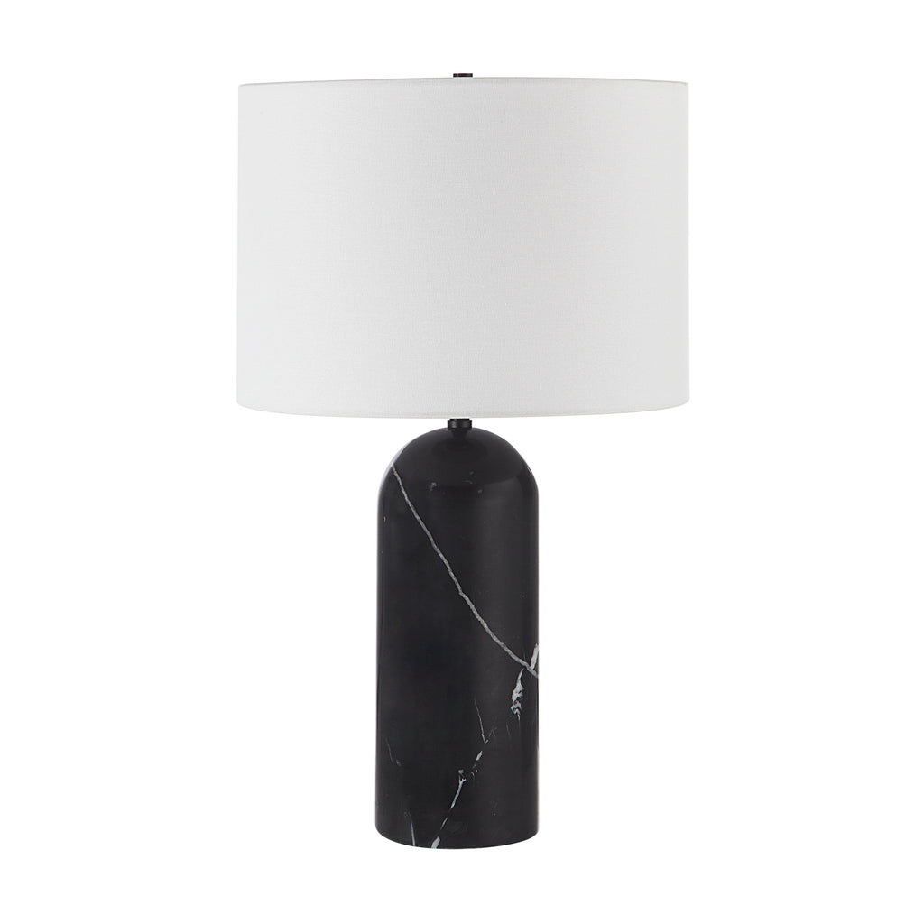 Renwil Tyne 25" Tall Powder Coated Matte Black Iron Table Lamp with Drum Linen Shade