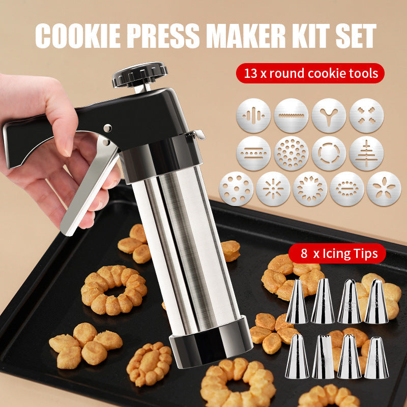 Stainless Steel Cookie & Pastry Press  Multi-Nozzle Decorating Set for Home Baking
