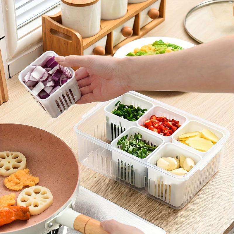 6-Tier Transparent Kitchen Storage Box Set with Lid - Heavy-Duty Plastic Food-Safe Organizer for Fridge, Freezer, Pantry, Kitchen - Space-Saving Design with Ventilation Holes, Stackable Refrigerator Storage Containers