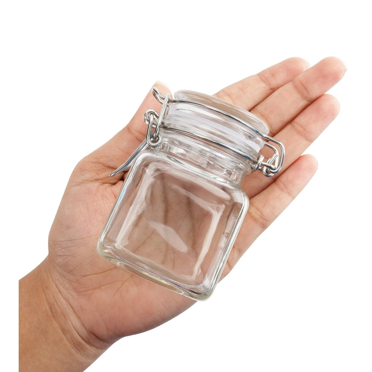 12pcs/set 120ml/4oz Mini Clip Top Glass Jars, Airtight Spice Containers with Hinged Lids, Reusable Storage Containers, Labels & Funnel Included, Perfect for Kitchen, Spices & Herbs Organization and Storage