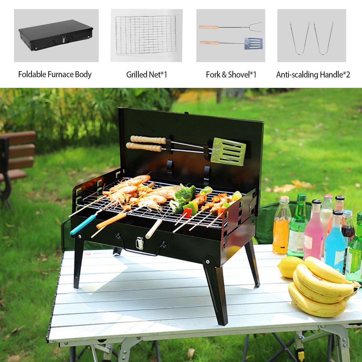 Portable Charcoal Foldable Grills Suitcase Grill Shelf