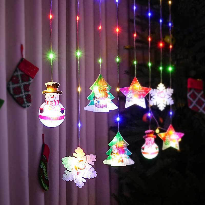 ✨ Painted Christmas Curtain Lights – Festive LED Ambience Décor