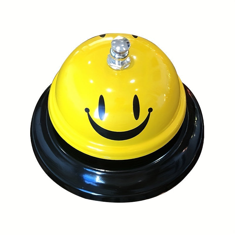 1pc Call Bell Lovely Smile Face Desk Service Bell Ding Bell For Restaurant Hotel Room Kitchen Party Office Elderly Large Yellow Cute Bell, 3.35in*2.36in.