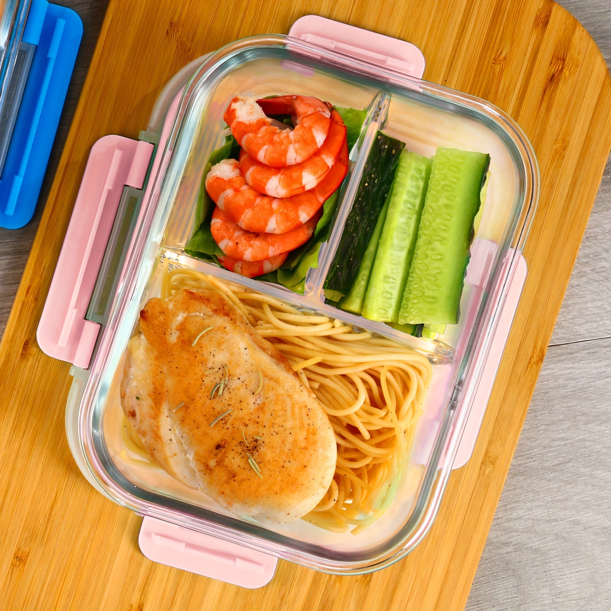 5-Piece Glass Food Storage Set with Airtight Leakproof Lids - BPA-Free, 3-Compartment, 34oz Capacity - Ideal for Meal Prep, Meat, Fruits & Vegetables - Kitchen Organization Essential