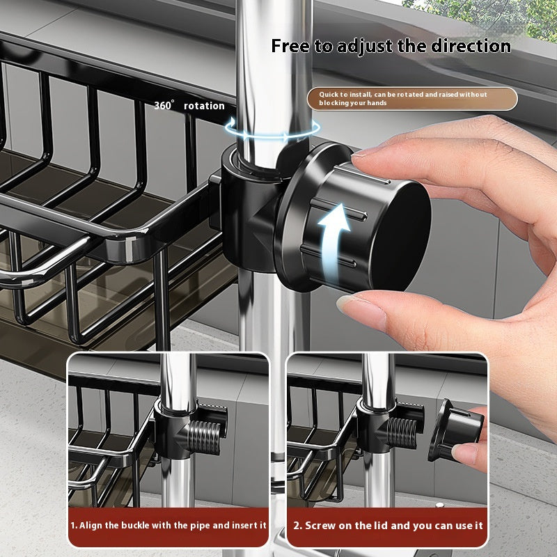 Faucet-Mounted Storage Rack & Drain Basket