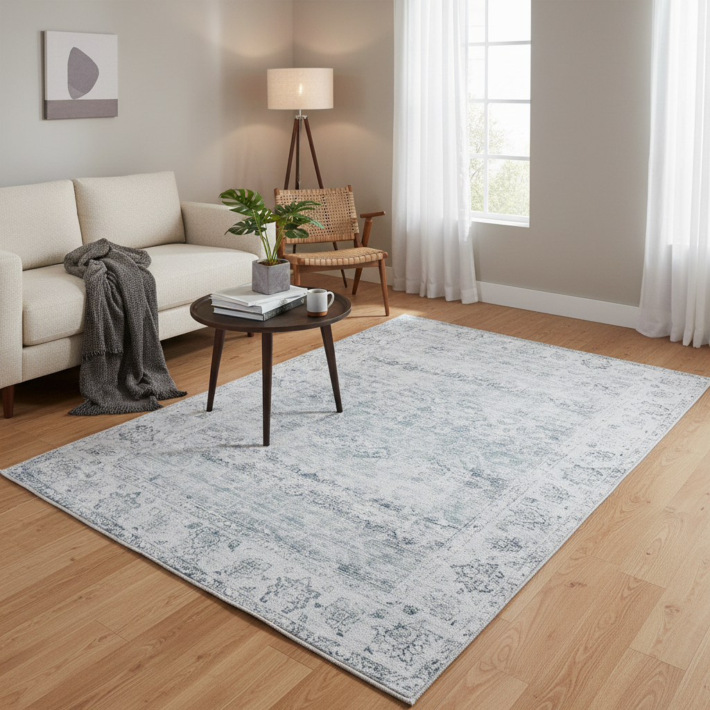 Renwil Chloe 5' x 7'3" Ft Handwoven Indoor Rug - Blue / Grey