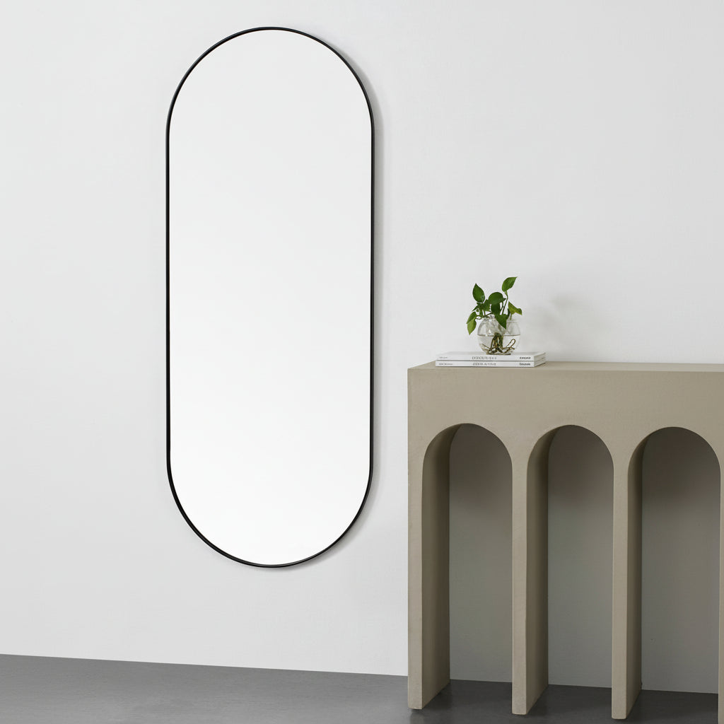 Renwil Ammar 60" Tall Oval Wall Mirror - Black