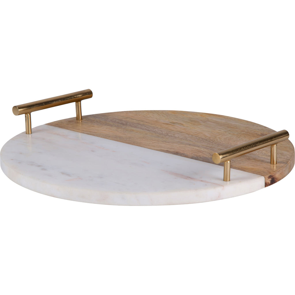 Renwil Dinova Indoor Mango Wood Tray - Antique Brass