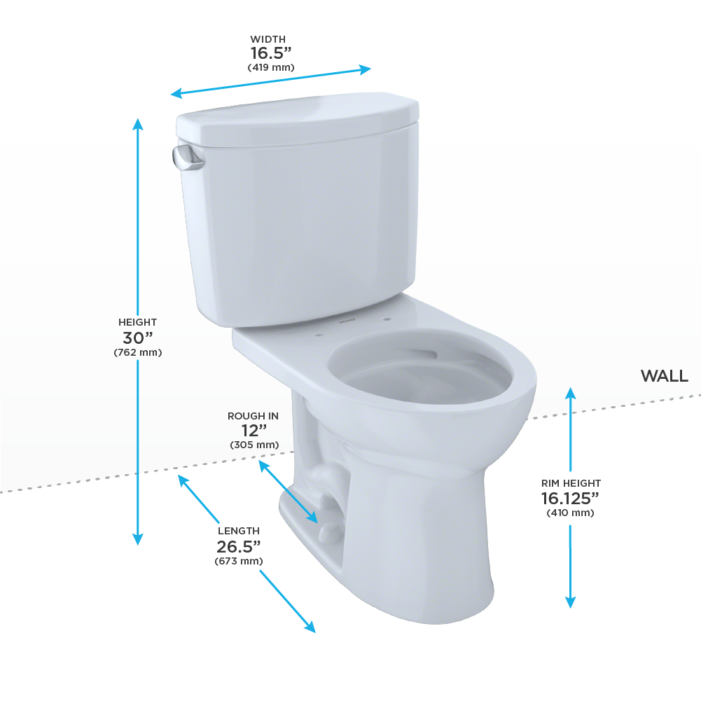 TOTO Drake II Two Piece Round 1.28 GPF Universal Height Toilet