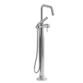 Riobel Momenti Floor-Mount Tub Filler with Hand Shower with Square Spout