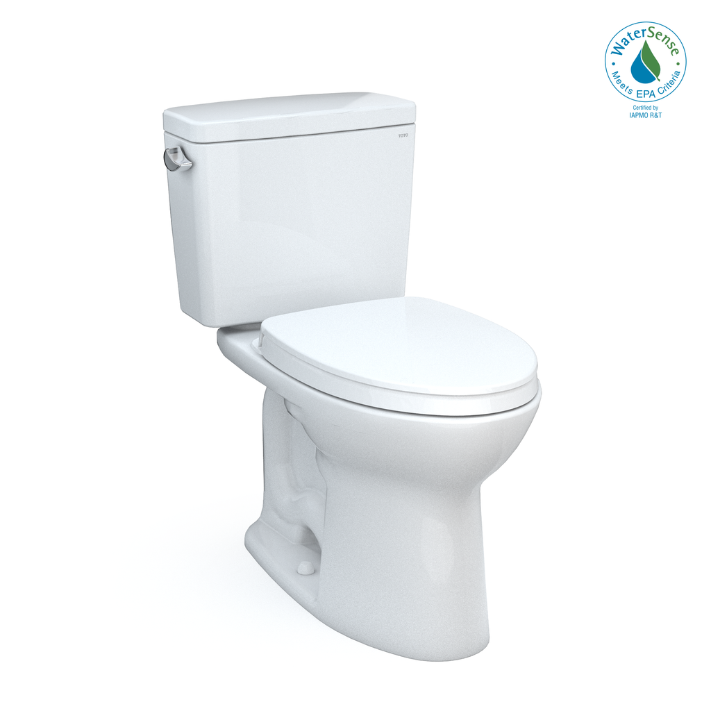 TOTO Drake Two Piece Elongated 1.28 GPF Universal Height Tornado Flush Toilet with 10" Rough In - Cefiontect - and Softclose Seat - Washlet+ Ready