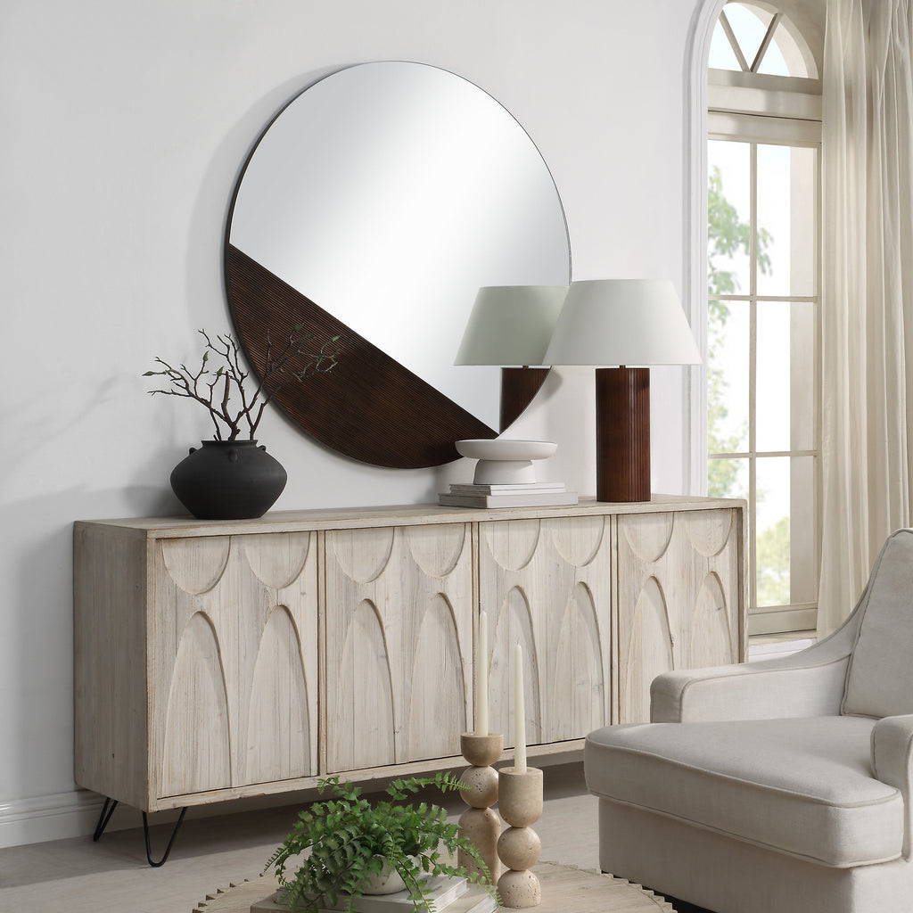 Renwil Ronda 47.25" H x 47.25" W Wall Mirror - Brown
