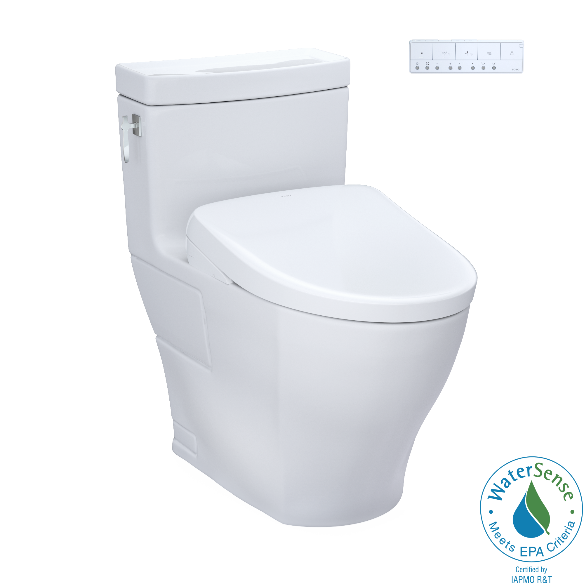 TOTO Washlet+ Aimes One Piece Elongated 1.28 GPF Toilet with Auto Flush S7A Contemporary Bidet Seat