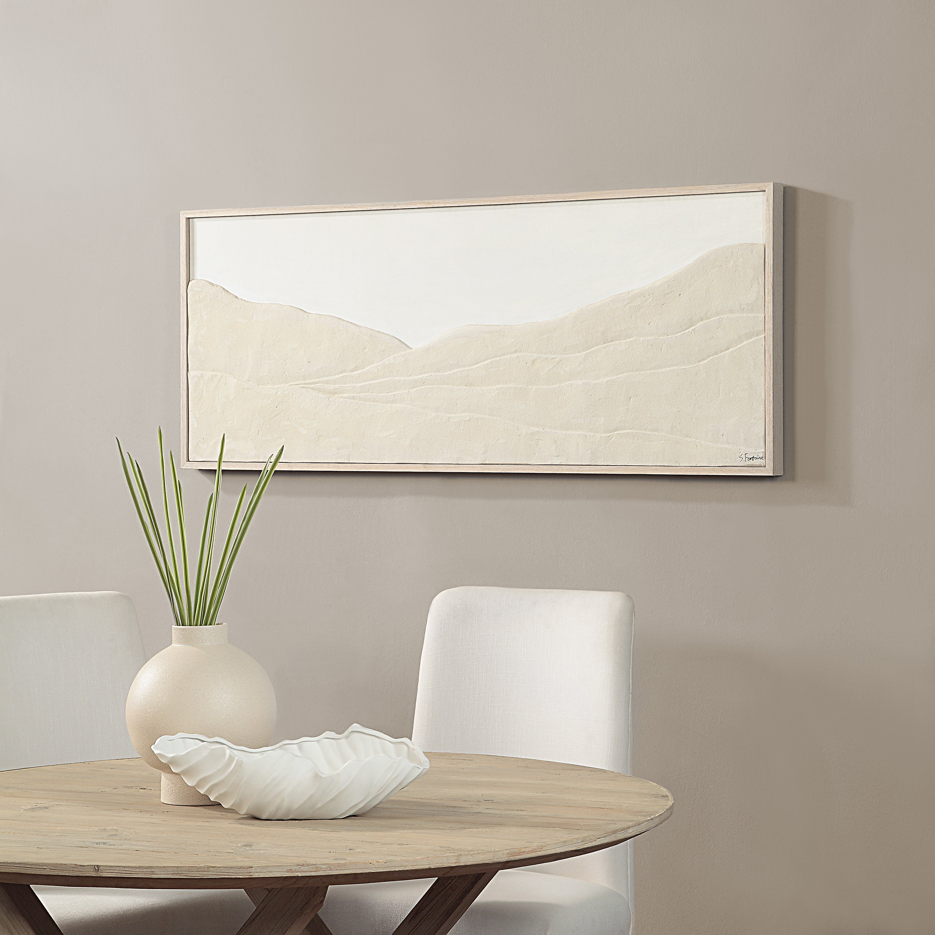 Renwil Bobier 60" Wide Wall Art with Wood Frame - Cream