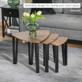 Multifunctional Side Table Set of 3 – Walnut & Black Modern Tables with Metal Legs