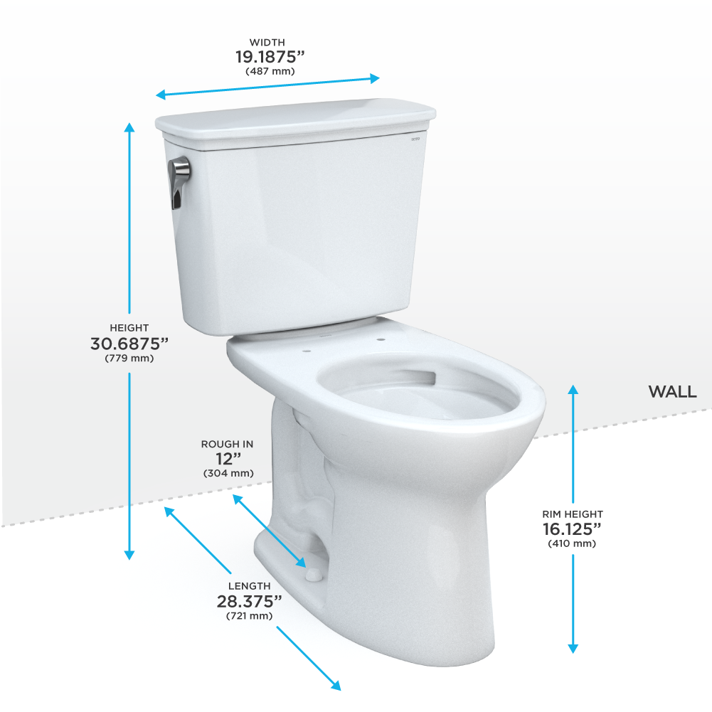 TOTO Drake Elongated Toilet - Transitional Two-Piece, Universal Height, 1.28 GPF Tornado Flush