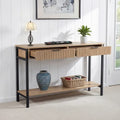 Miami 2 Drawer Console Table – Oak Effect & Black Hallway Console Table with Storage