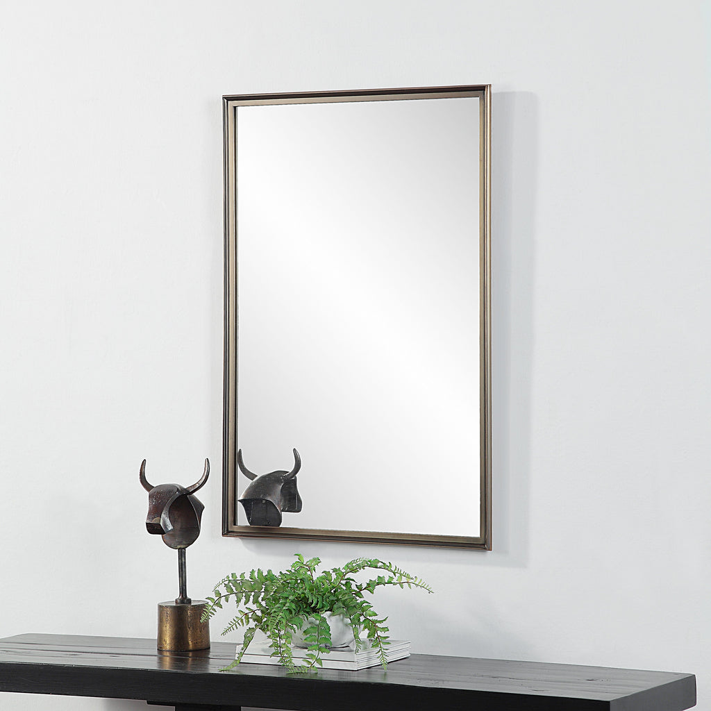 Renwil Sandcastle 36" Tall Rectangular Mirror - Antique Brushed Brass