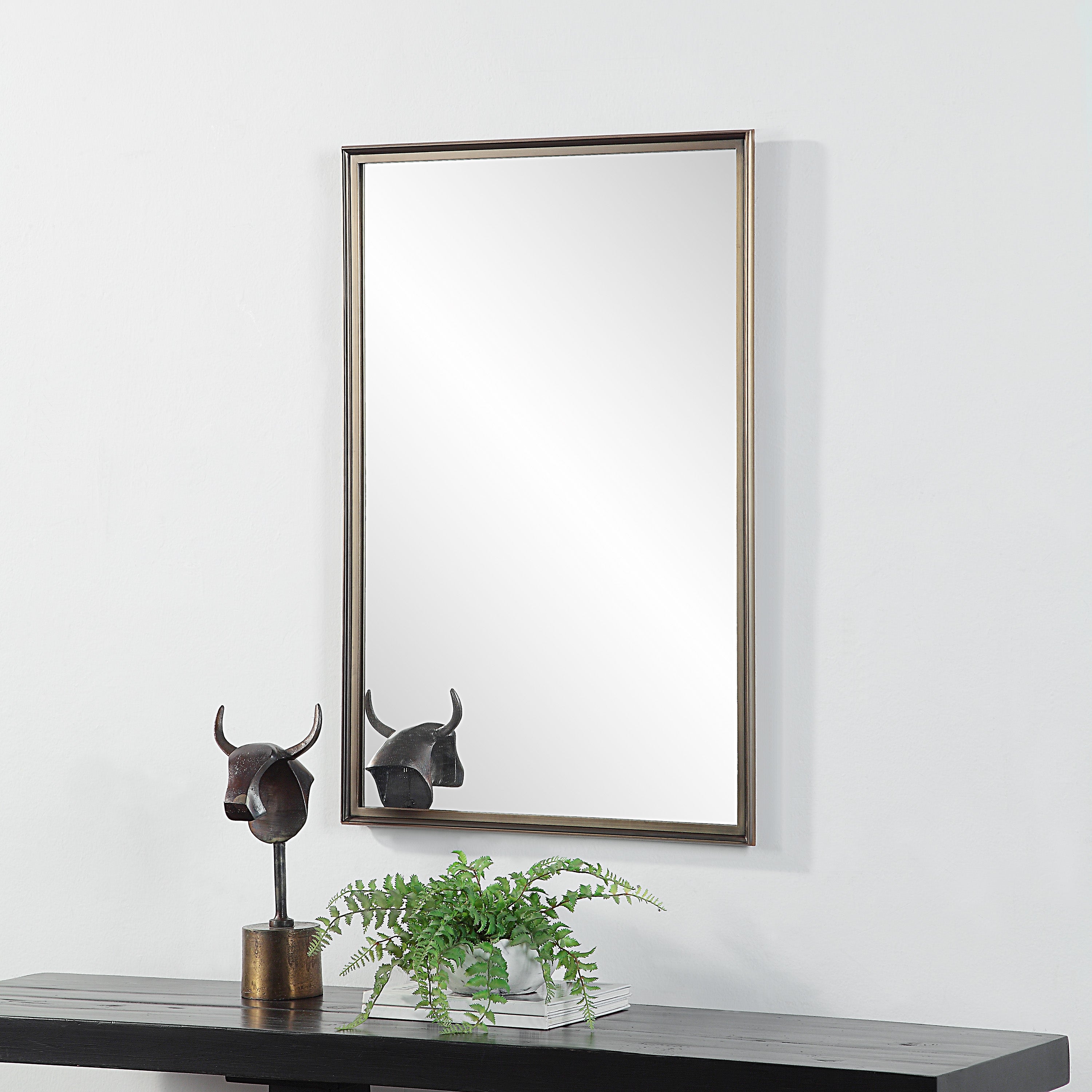 Renwil Sandcastle 36" Tall Rectangular Mirror - Antique Brushed Brass