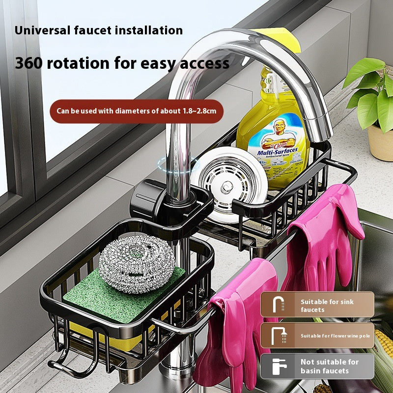 Faucet-Mounted Storage Rack & Drain Basket