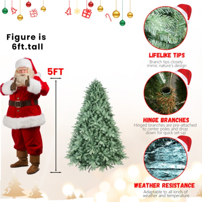 🎄 5FT Artificial Christmas Tree – Blue-Green Tint Holiday Decoration