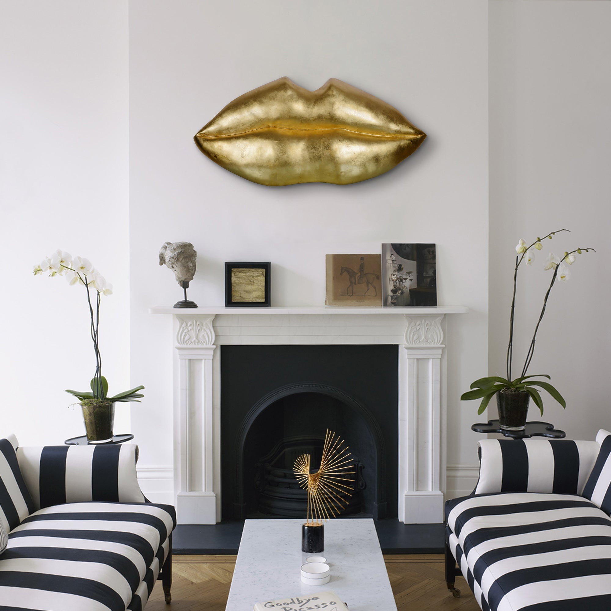 Renwil Kiss Kiss 49" Wide Wall Art - Gold