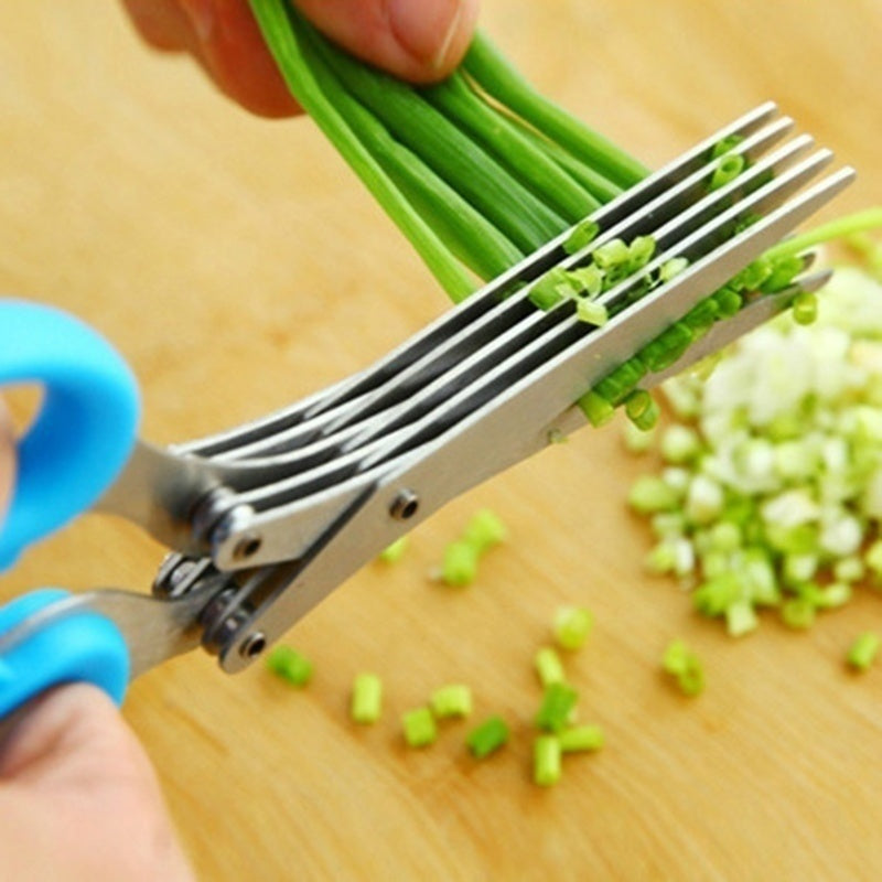 Multi-Layer Herb & Green Onion Scissors – Stainless Steel, 3 or 5 Blade Layers