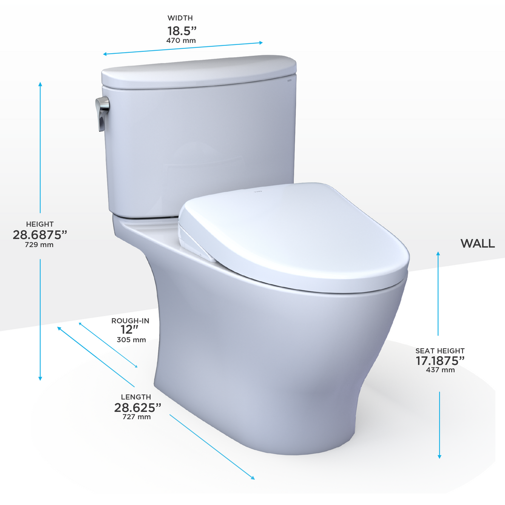TOTO Washlet+ Nexus Two Piece Elongated 1.28 GPF Toilet with S7A Contemporary Bidet Seat
