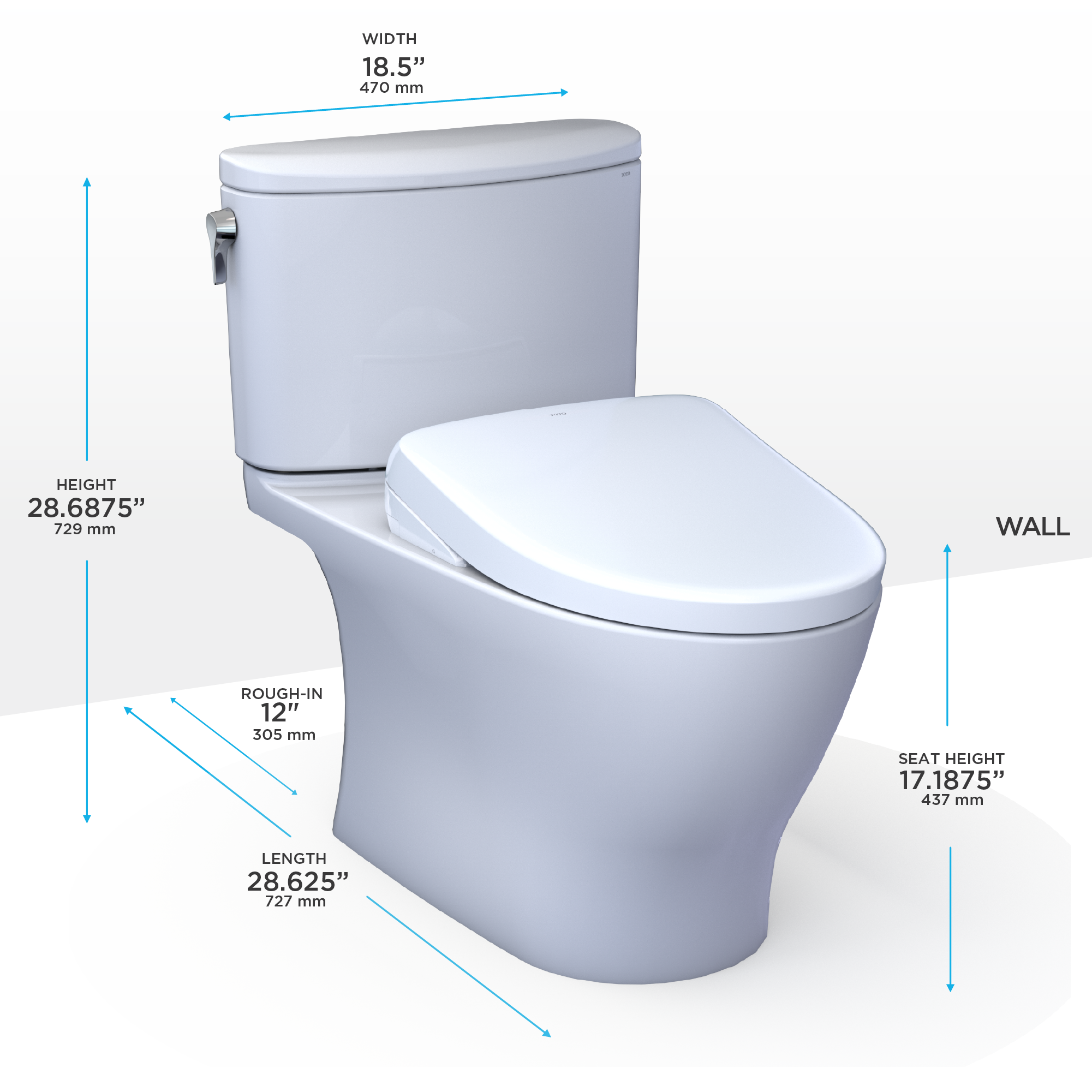 TOTO Washlet+ Nexus Two Piece Elongated 1.28 GPF Toilet with S7A Contemporary Bidet Seat