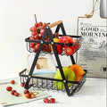 [2/3 Tier Metal Basket] 2/3 Tier High-Capacity Metal Fruit Basket | Portable Countertop Organizer for Fruits, Vegetables, Bread & Snacks | Detachable Rectangle Design for Kitchen Storage