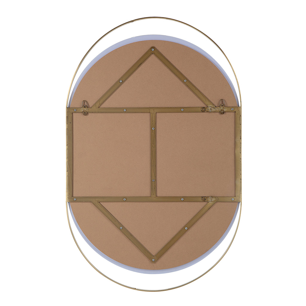 Renwil Ecru 40" Tall Pill Oval Mirror - Satin Brass