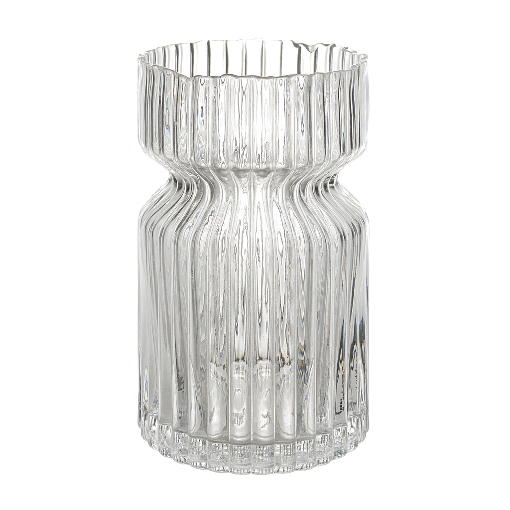 Renwil Gladys Indoor Mouth Blown Glass Glass Vase - Clear Fluted