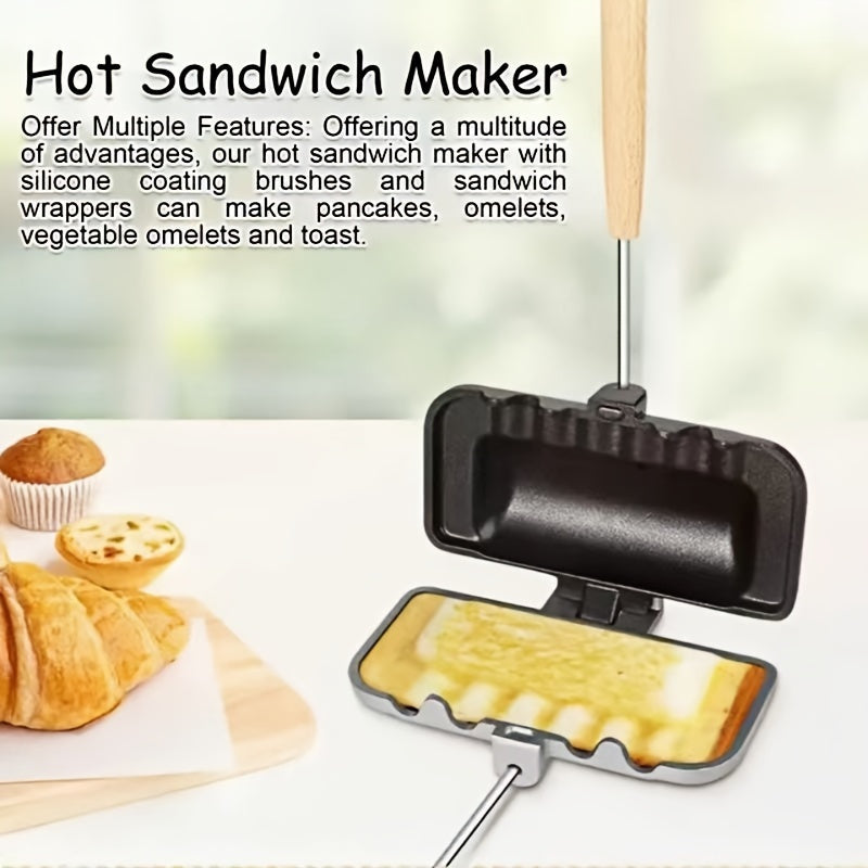 1pc, Sandwich Maker, 5.51''x2.59'', Double-Sided Sandwich Baking Pan, Breakfast Maker, Baking Tools, Home Kitchen Accessories