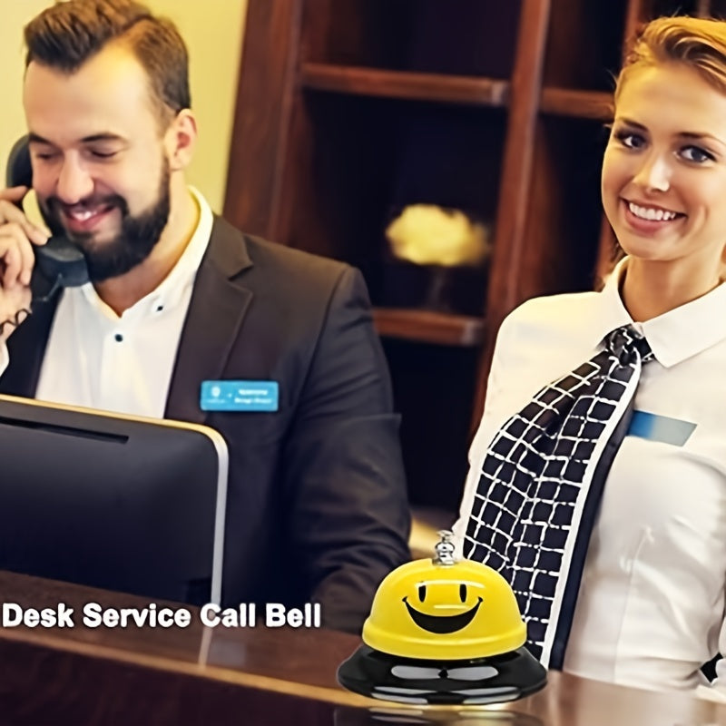 1pc Call Bell Lovely Smile Face Desk Service Bell Ding Bell For Restaurant Hotel Room Kitchen Party Office Elderly Large Yellow Cute Bell, 3.35in*2.36in.