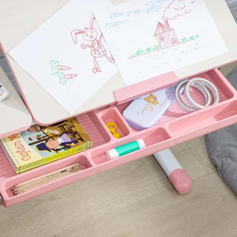 Pink Kids Desk and Chair Set with Adjustable Tabletop – 2 Piece Study Table for Children’s Bedroom or Homework Station