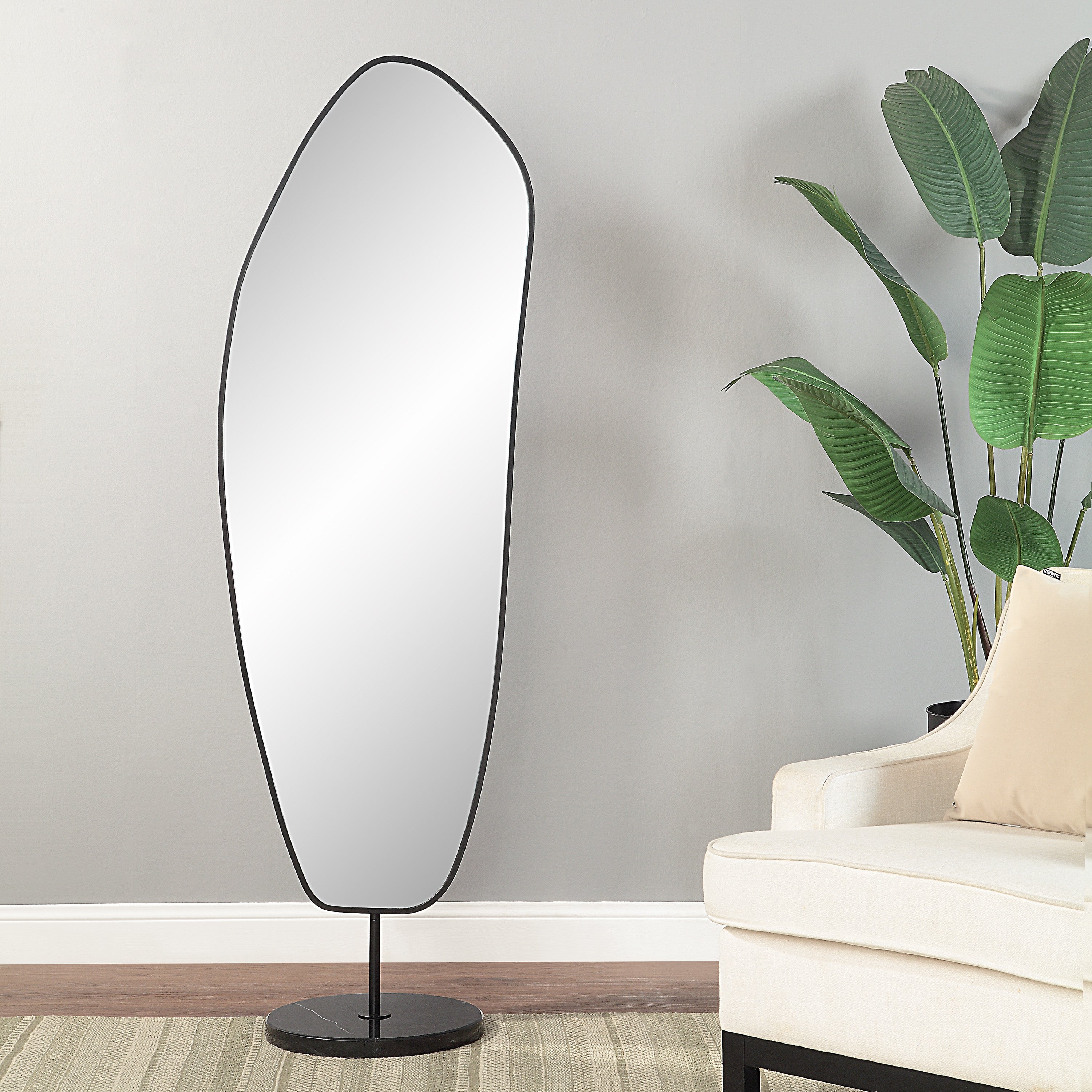 Renwil Arlon 70" Tall Irregular Mirror - Matte Black