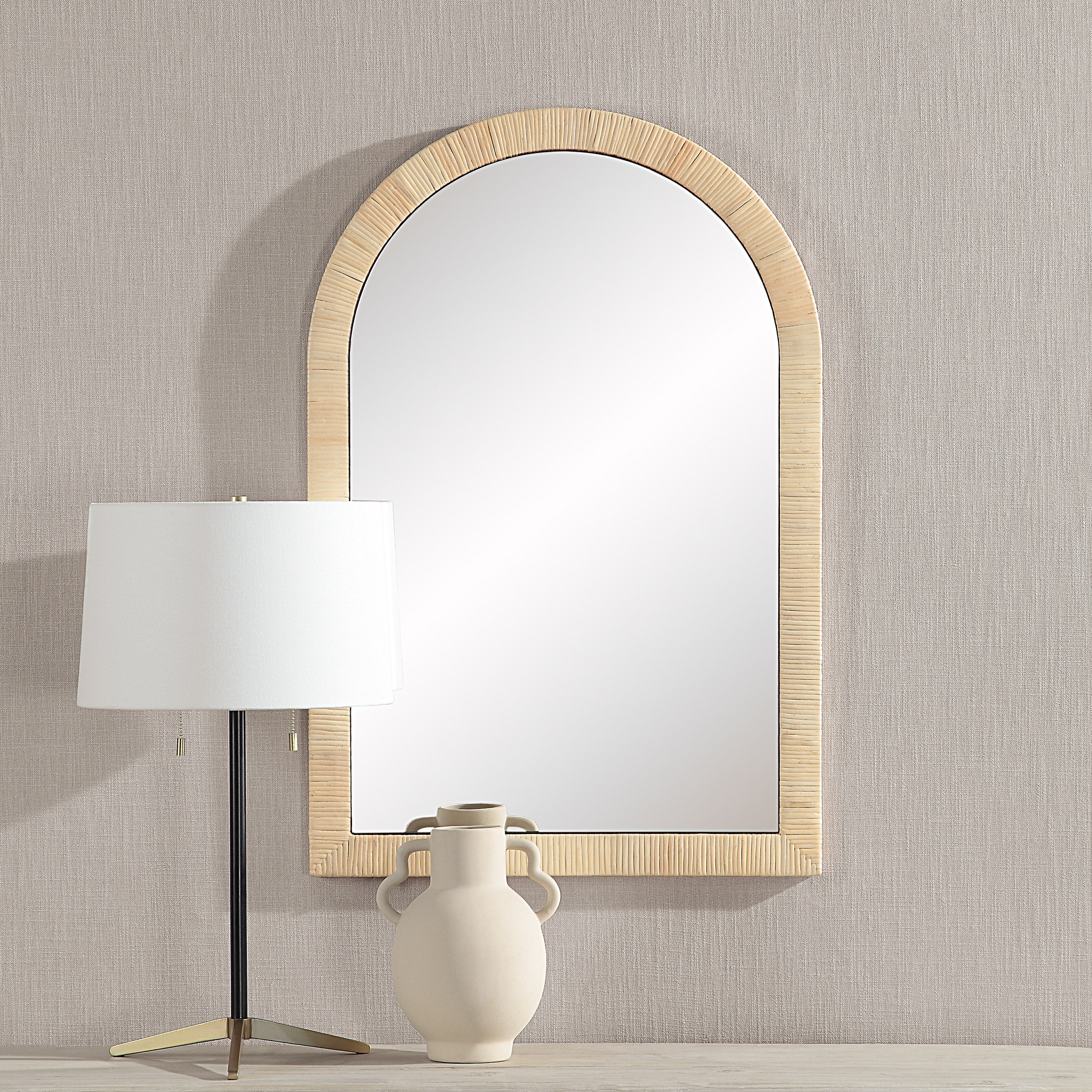 Renwil Tally 36" Tall Arch Rectangular Mirror - Natural