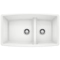 Blanco Performa Silgranit 33" 60/40 Double Bowl Undermount Kitchen Sink with Low Divide