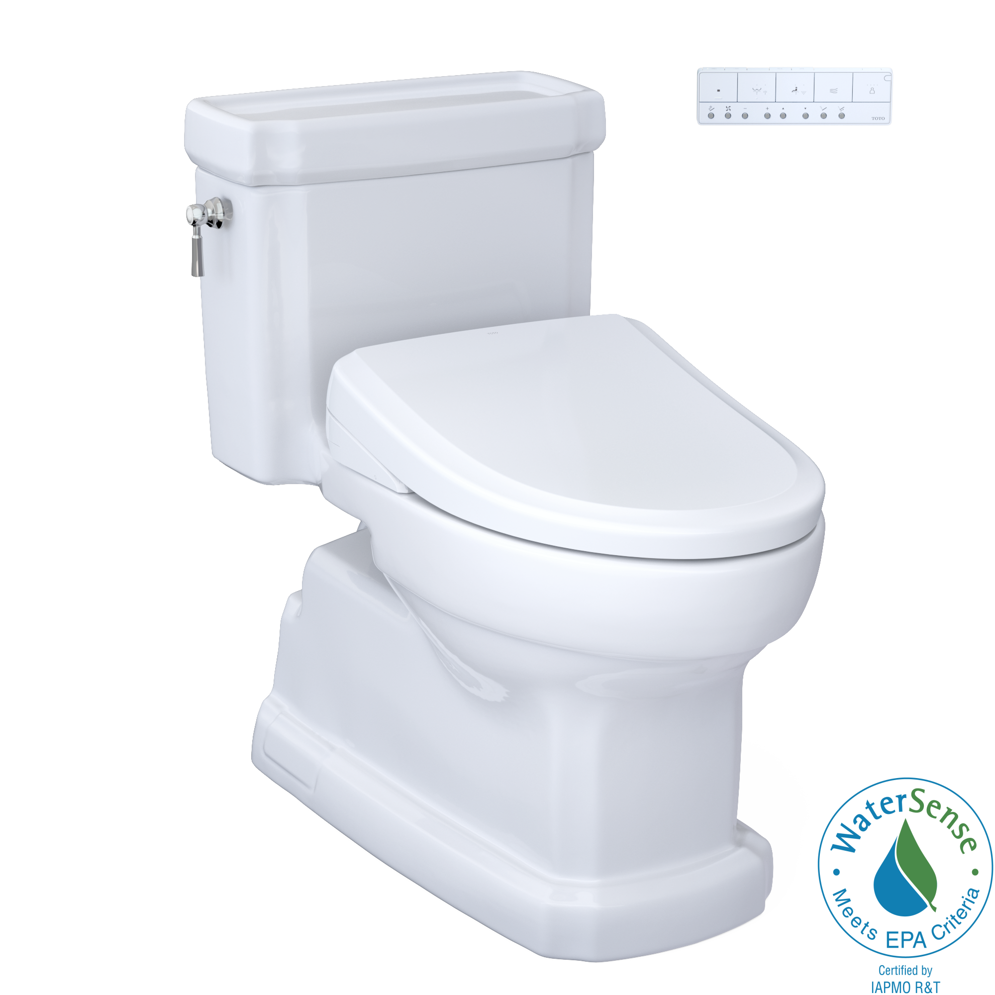 TOTO Washlet+ Eco Guinevere Elongated 1.28 GPF Universal Height Toilet with S7 Classic Bidet Seat